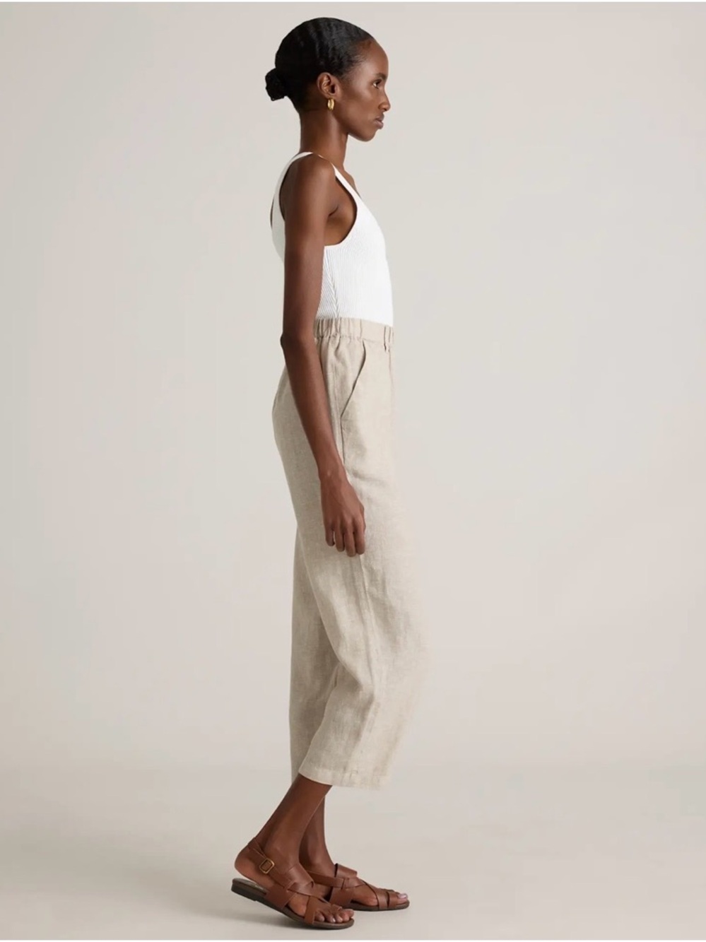 NWOT Quince Natural Beige Cropped Linen Pants. Size M - Picture 4 of 13